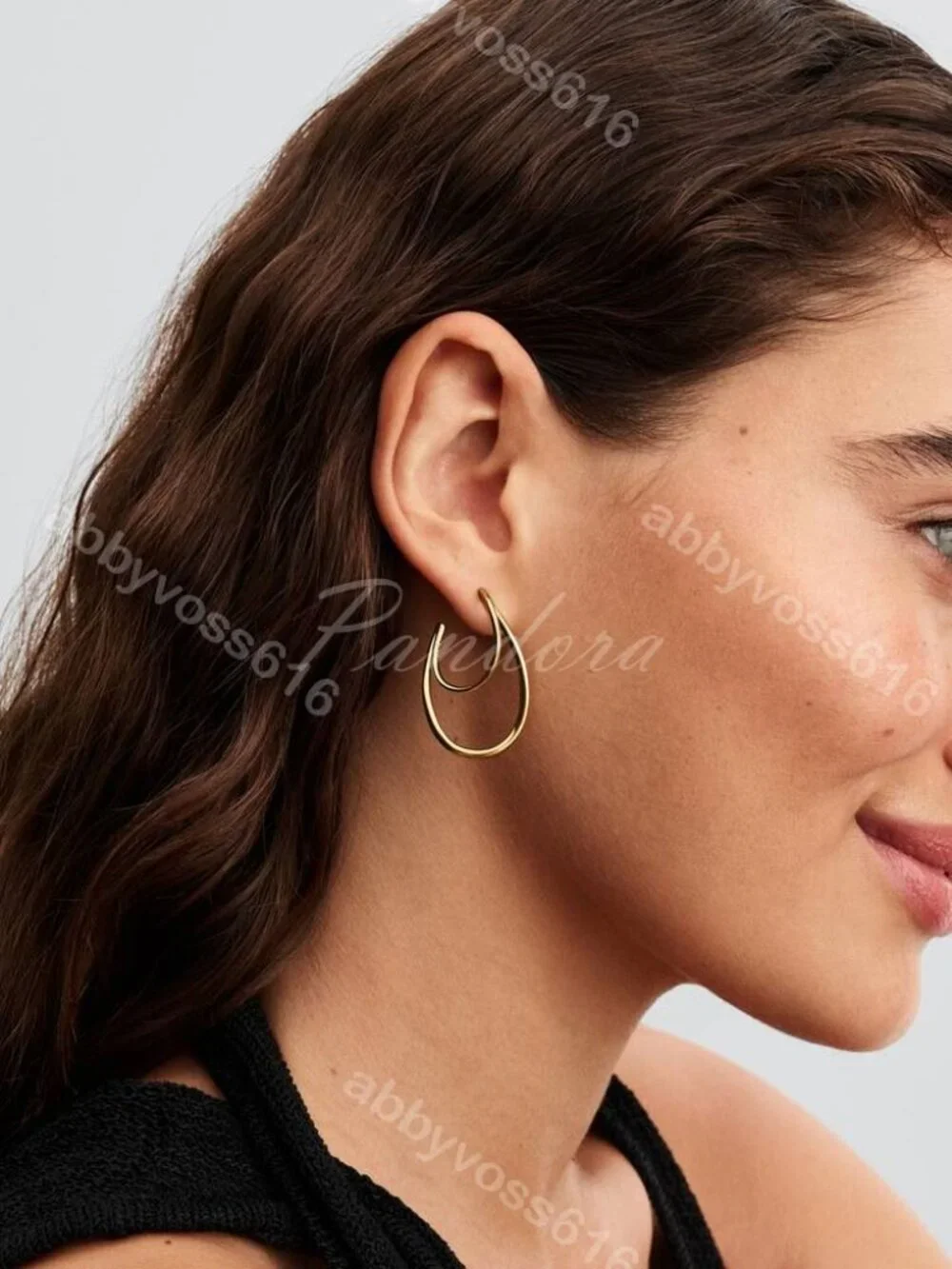 Pandora Organically Shaped Double Hoop Earrings